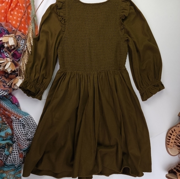 New Madewell Olive Fit Flare Dress Size S - Picture 9 of 11